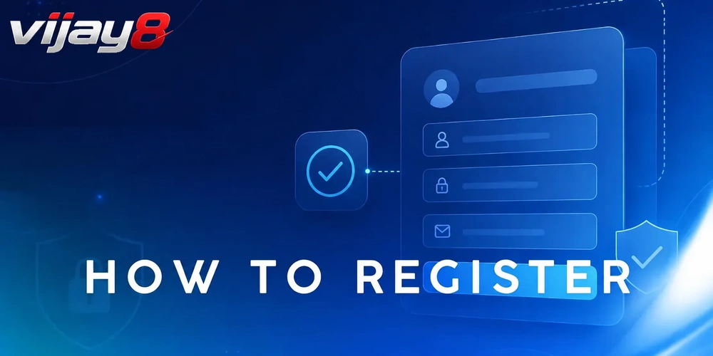 vijay8 registration guide graphic summarising signup steps for new members in Nepal